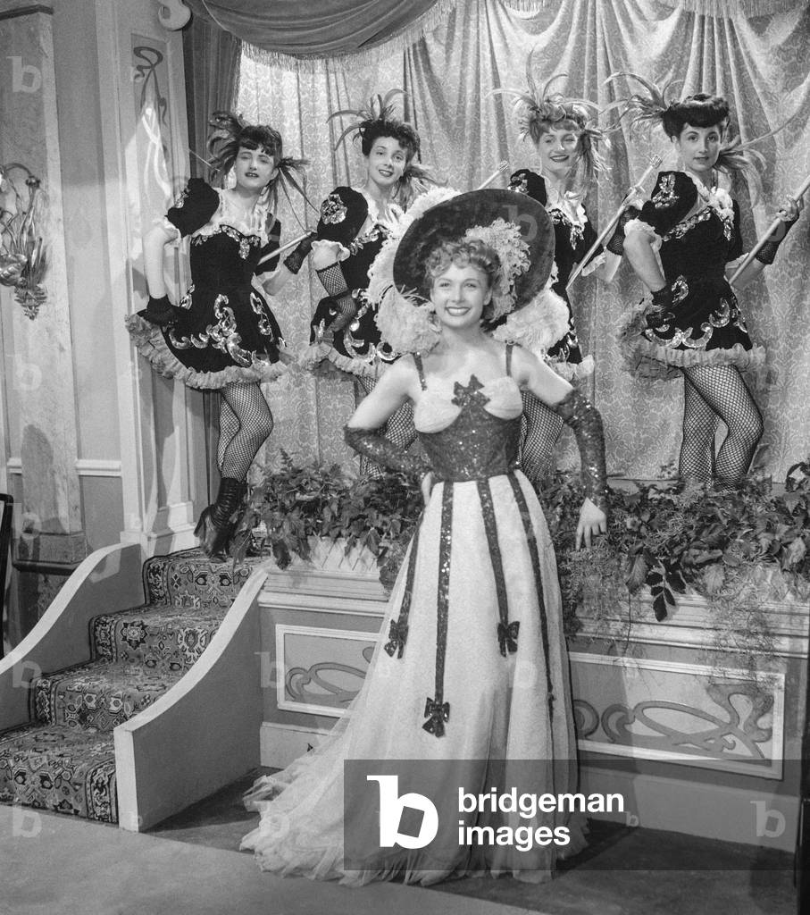 Actress Arlette Poirier on set of film 