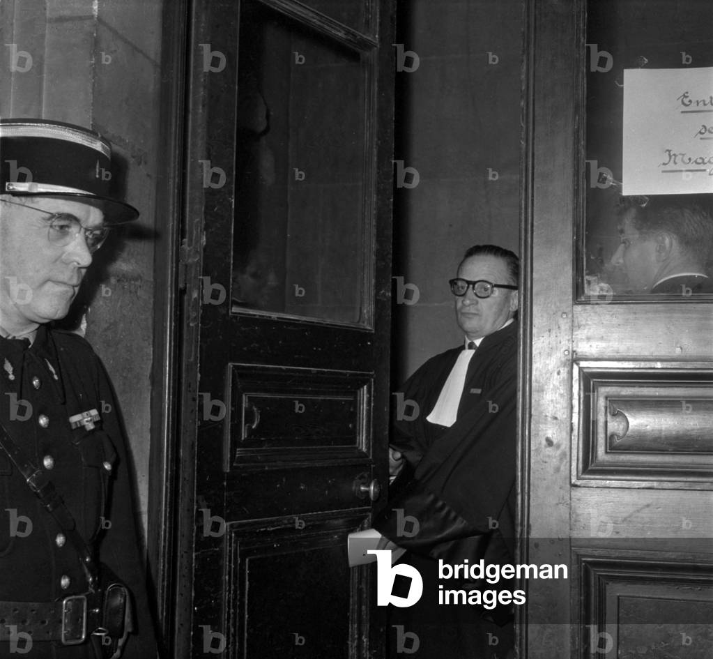 Trial of Georges Rapin (Murderer of Muguette Thirel Aka Dominique Or Domino) in Paris on March 30, 1960 : his Lawyer Rene Floriot (b/w photo)