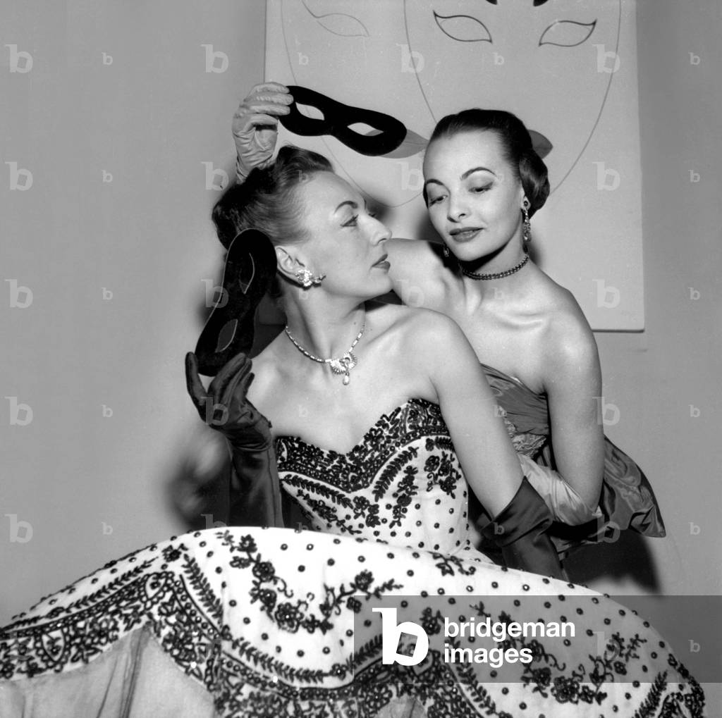 Models Presenting A New Make-Up By Stendhal, March 21, 1952, Paris (b/w photo)