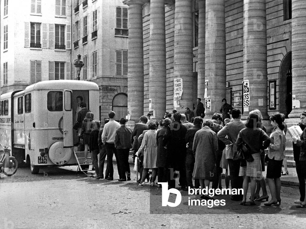People Standing in A Queue To Give Their Blood For People Wounded during Demonstration, 1968 (b/w photo)