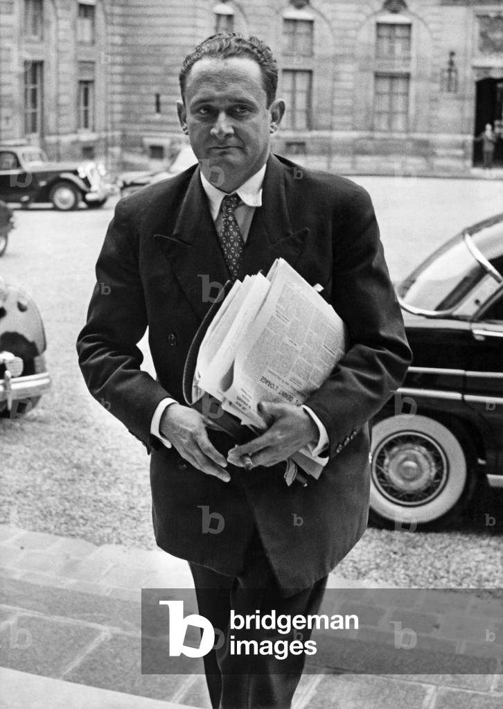 Maurice Bourges Maunoury, Elysee Palace, Paris, France, August 24, 1956 (b/w photo)