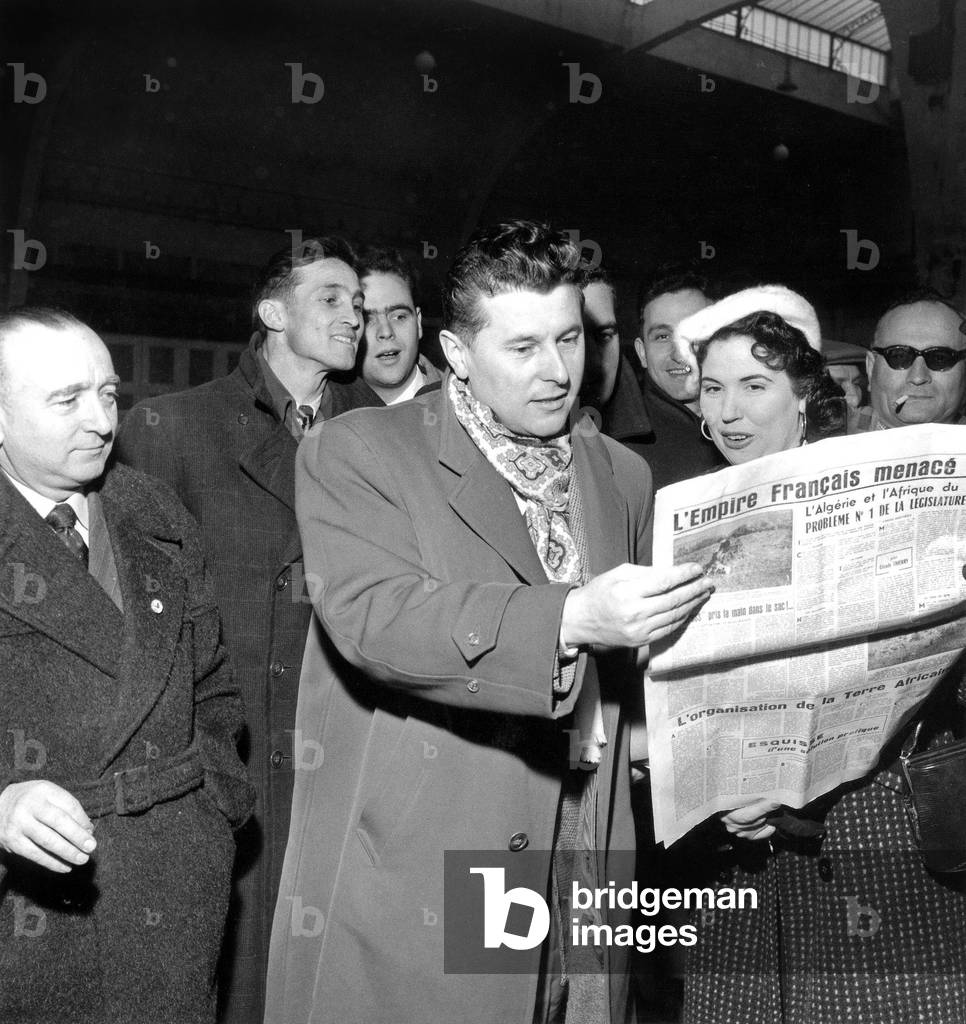 Pierre Poujade President of French Shopkeepers and Craftmen Defense Union here With his Wife at 