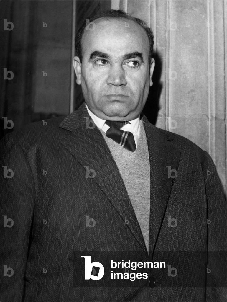 Mr Abdelkader Ben Barka After Attended The Confrontation Of His Missing Brother Leaving The Courthouse February 8, 1966 (b/w photo)