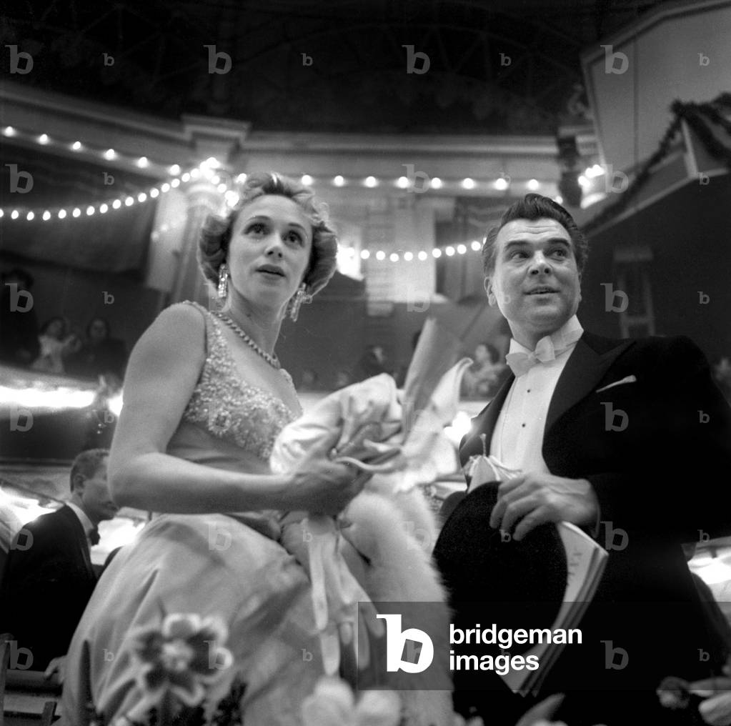Gala of Artists in Paris on March 4, 1956 : here Actress Mila Parely (b/w photo)