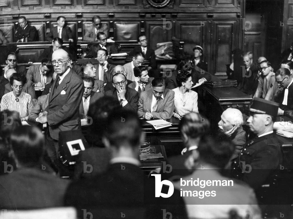 Petain Trial : Marshal Philippe Petain (R), Former Head of French State, July 1945 in Paris (b/w photo)