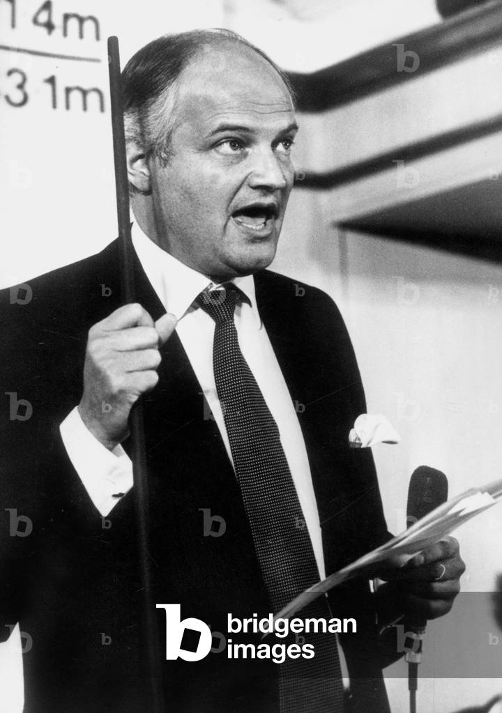 Jimmy Goldsmith (Owner of L'Express Magazine) here After He Layed Off Olivier Todd, Editor in Chief of L' Express ; Out of Solidarity With Him Jean Francois Revel, Director of The Magazine, Resigned May 14, 1981 (b/w photo)