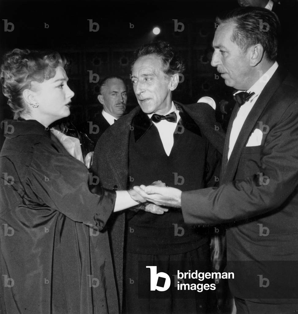 Ann Baxler, Jean Cocteau and Walt Disney, 1953 (b/w photo)