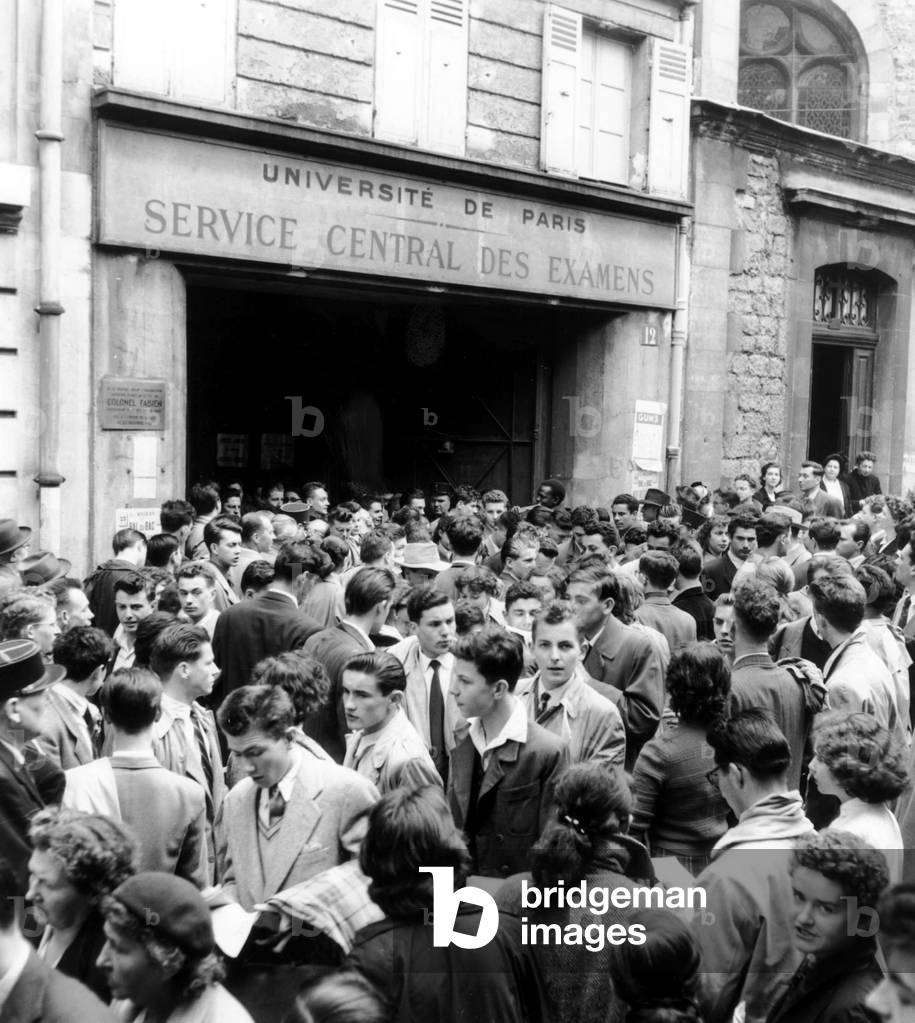 Students After Baccalaureate Examination in Paris June 24, 1953 (b/w photo)