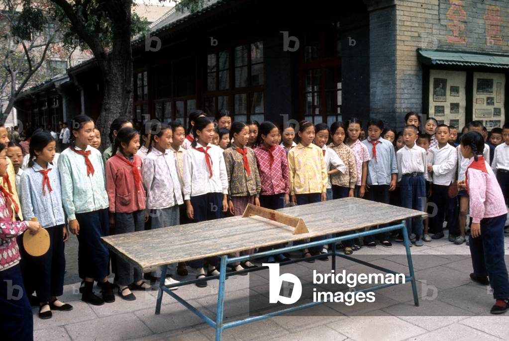 Children in Front of A Ping Pong Table China September 1973 (photo)