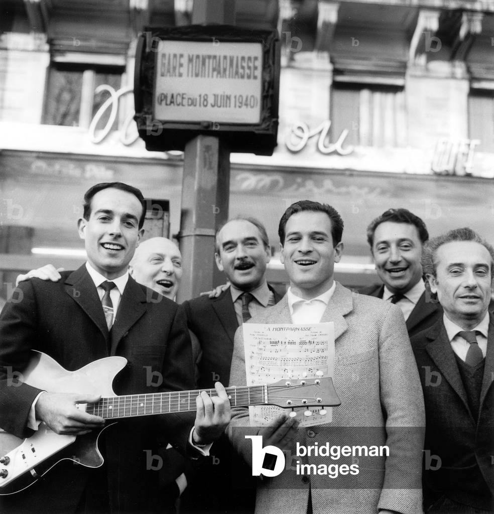 Jean-Claude Landel and Michel Pradel With Eddie Barclay and Jo La Redo, Paris, November 15, 1962 (b/w photo)