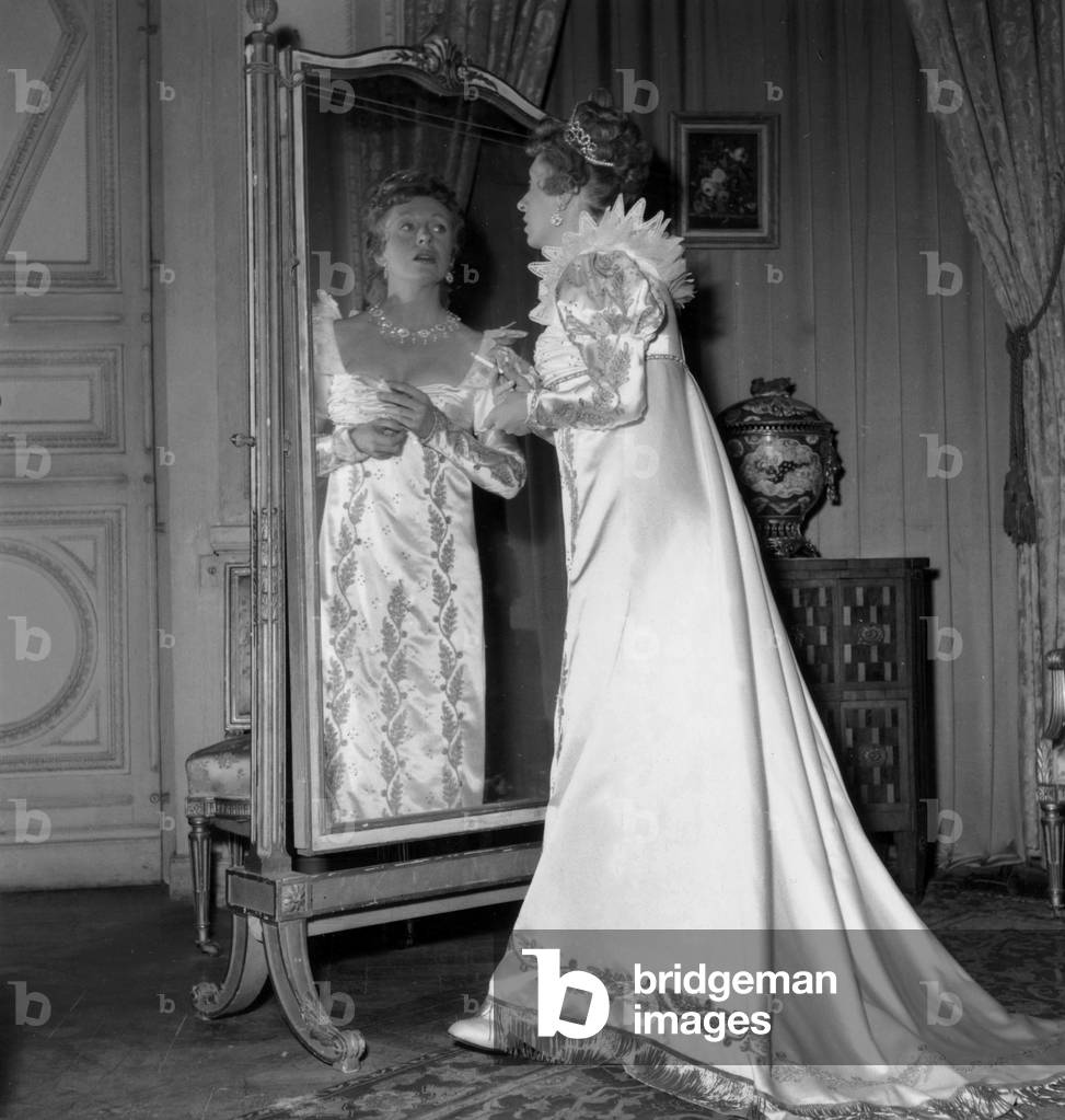 Patachou As Mme Sans-Gene on Set of Film Napoleon By Sachaguitry on July 15, 1954 (b/w photo)