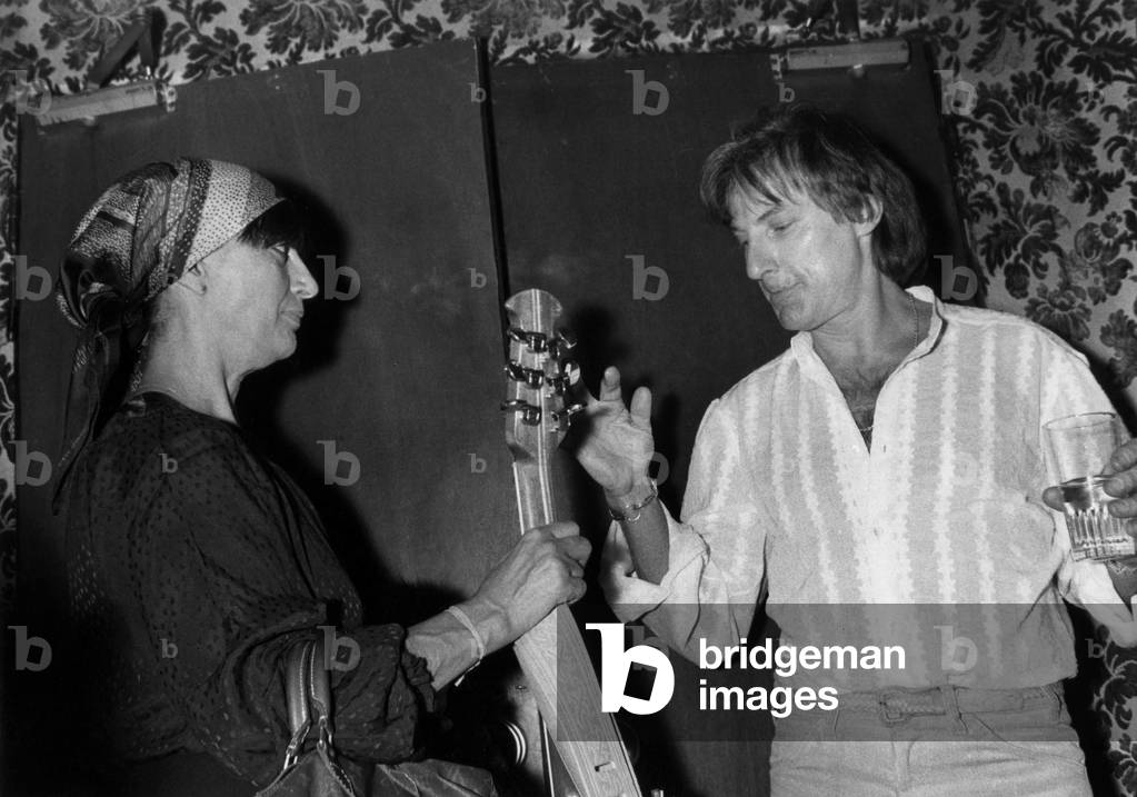 Hugues Aufray With his Wife at Cabaret Don Camillo in Paris on January 11, 1979 (b/w photo)