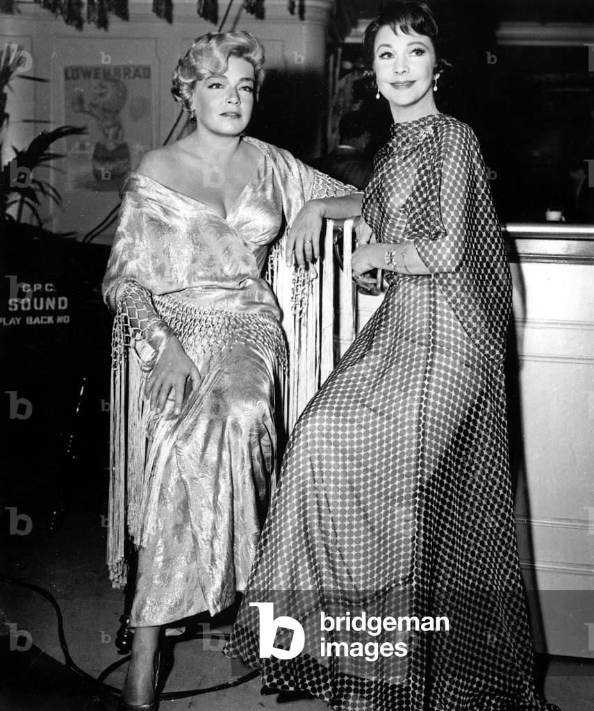 Simone Signoret and Vivien Leigh on The Set of Ship of Fools, 1965 (b/w photo)