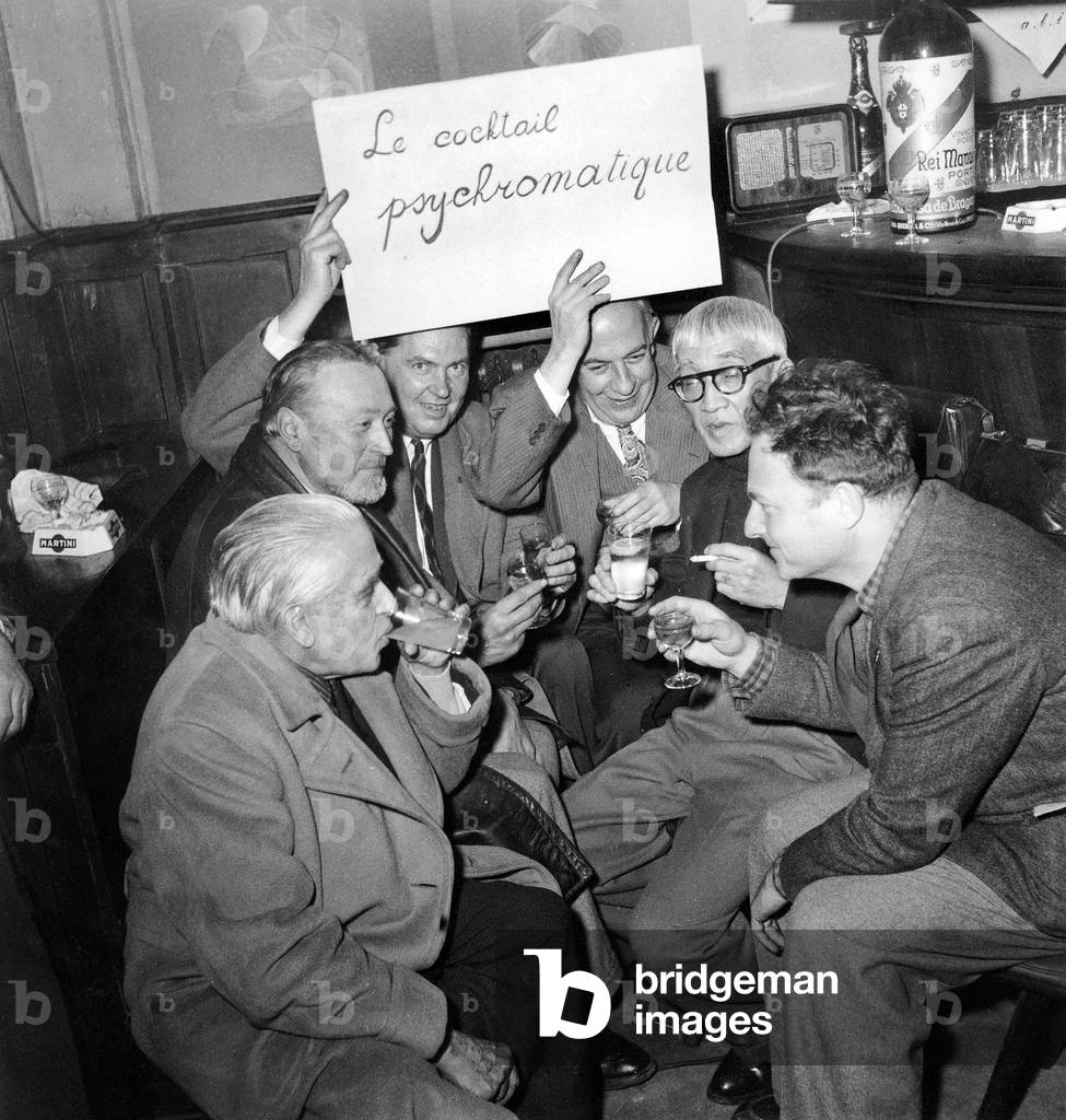 Painters Francis Picabia Talbot Kenneth Discher Hilaire Hiler Fujita Meyer and Levins March 18, 1950 (b/w photo)