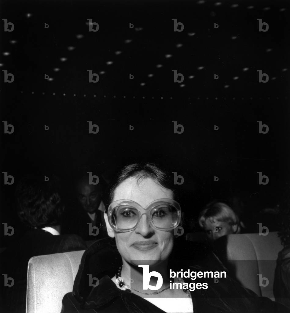 The French Singer Barbara (1930-1997) during The First Concert of Sylvievartan, on October 13Th 1977 (b/w photo)