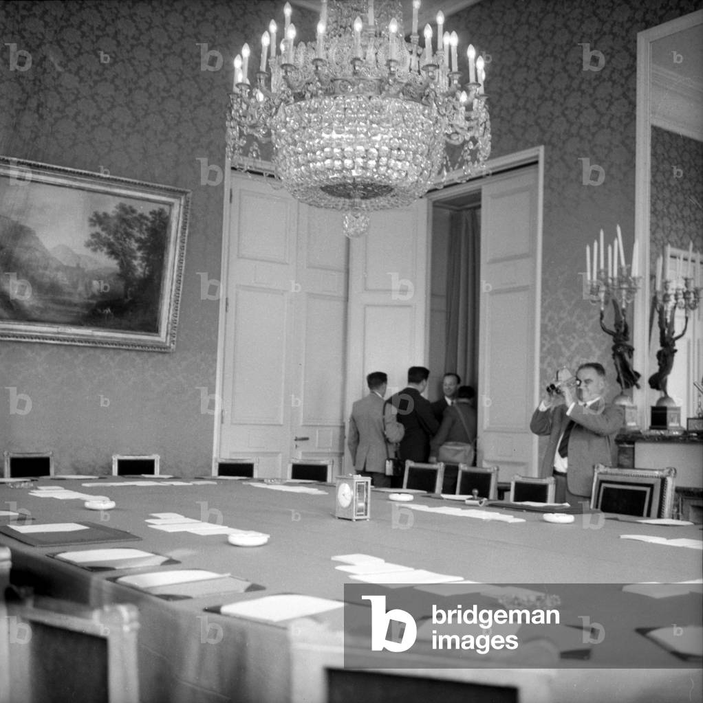 Room For Council of Ministers at The Elysee Palace in Paris on September 11, 1960 (b/w photo)