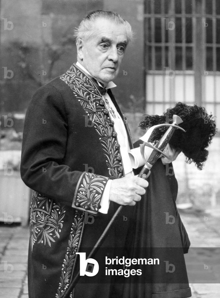 French Literary and Arts Critic and Essayist here during Reception at French Academy February 27, 1964 (b/w photo)