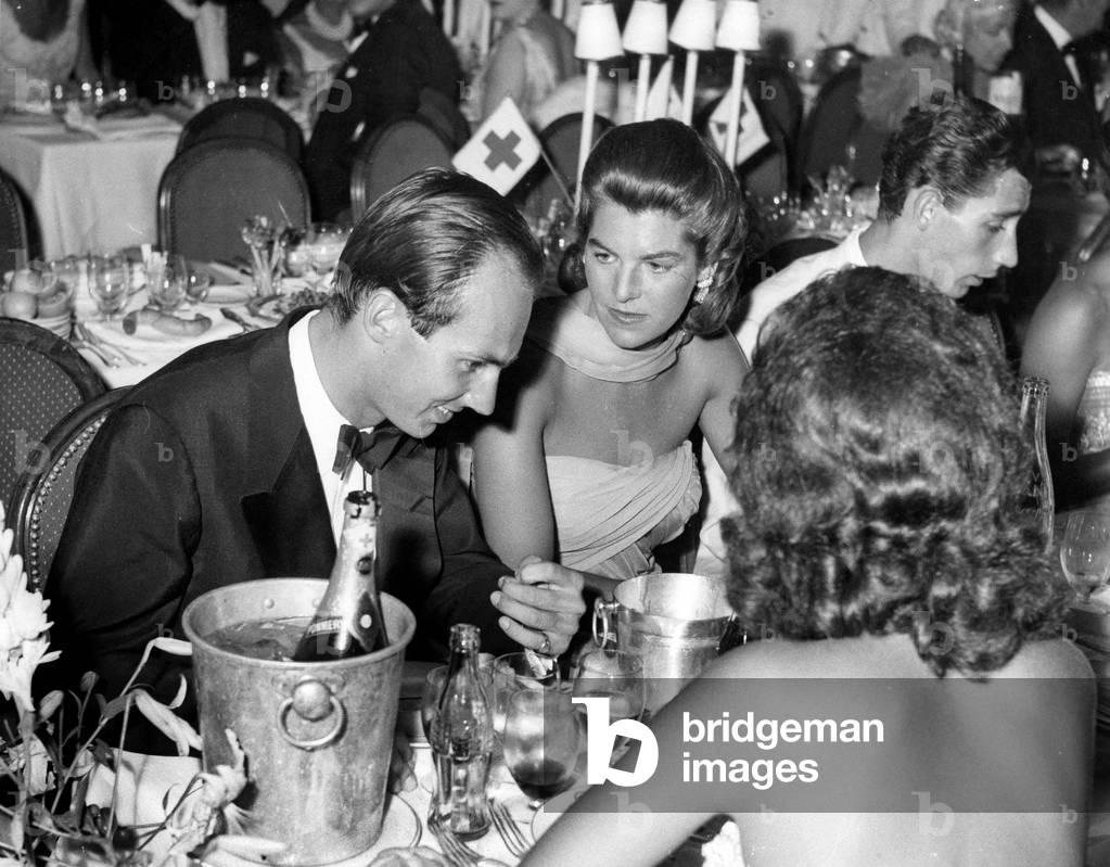 Karim Aga Khan at Red Cross Gala in Monaco August 11, 1961 (b/w photo)