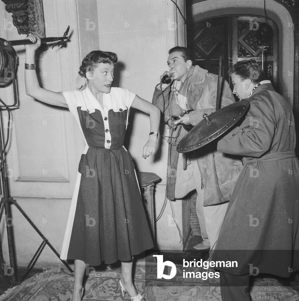 French actors Arlette Merry and Andre Claveau on set of film 