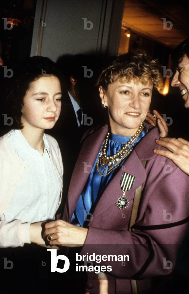 Eve Ruggieri Congratulated By her Daughter After She Was Made Chevalier of Ordre Des Arts Et Des Lettres January 21, 1986, Paris (photo)