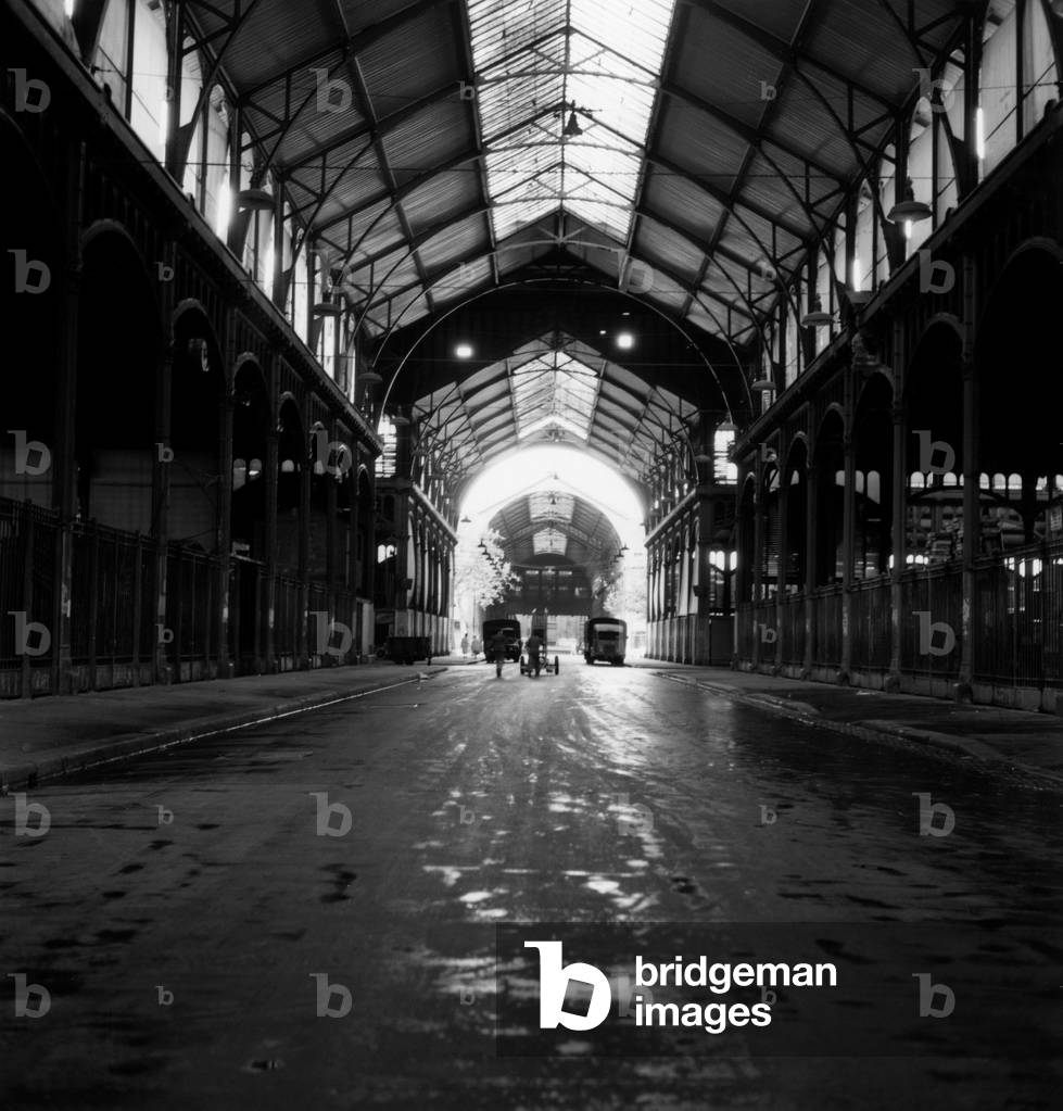 View of The Interior of Paris Covered Market Built By Victor Baltard From 1852 To 1870 and Destroyed From 1971 (b/w photo)
