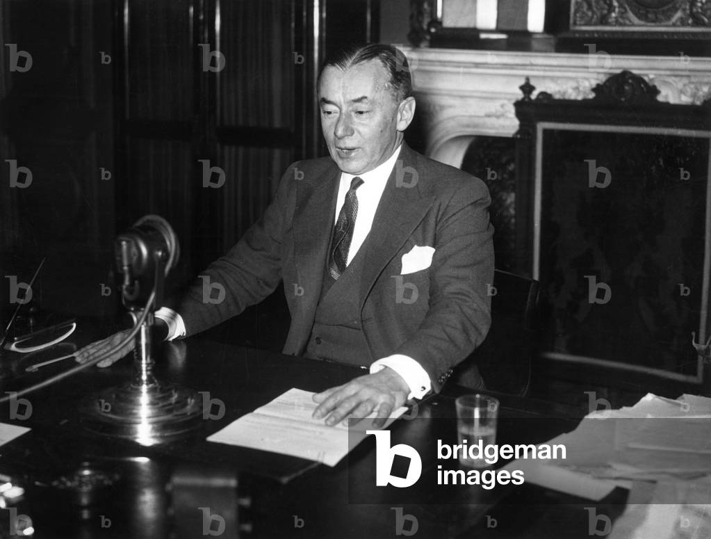 French Politician Paul Reynaud at his Desk December 1938 (b/w photo)