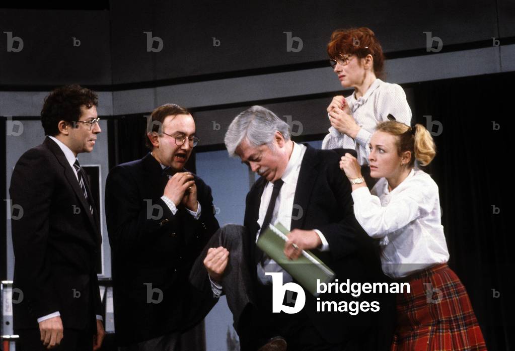 At the Theatre Tonight “The Devil In Person” Henri Courseaux Patrice Dozier Marc Dudicourt Virginie Pradal And Virginie Ledieu On January 5, 1985 (photo)