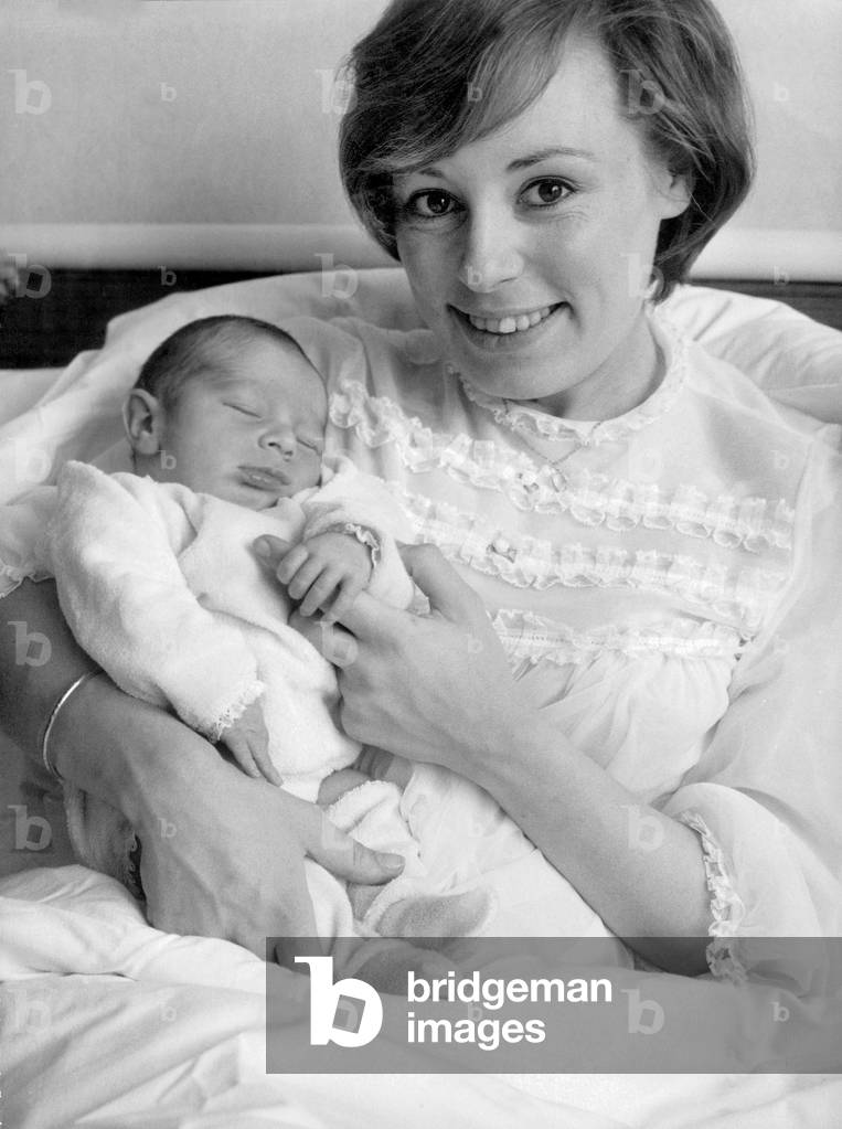 Georgette Lemaire , After The Birth of her 3Rd Son Tony , June 22, 1969 (b/w photo)