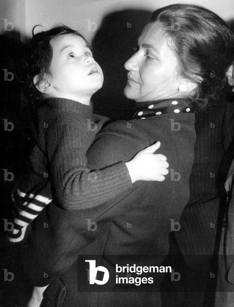 French Minister of Health Simone Veil at Opening of Specialized Center For Disabled Children September 27, 1974 (b/w photo)
