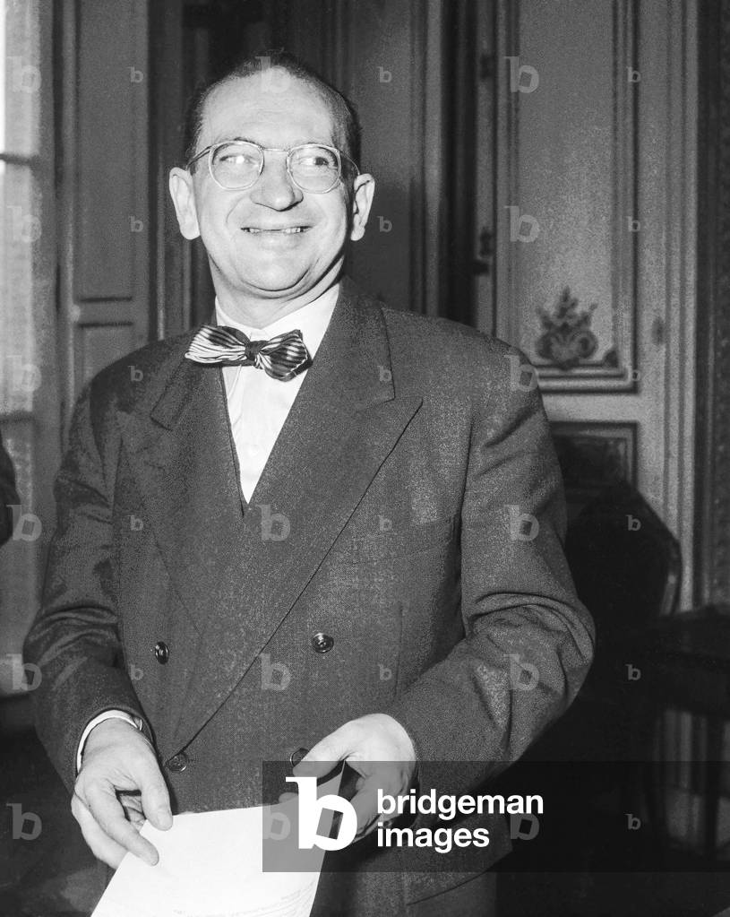 French Ministerial crisis, January 1952 : Edgar Faure, new Prime Minister, Paris, January 14, 1952 (b/w photo)