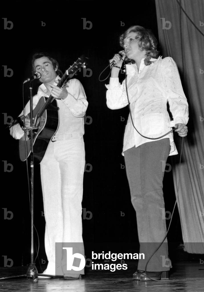 Alain Barriere and Isabelle Missud on Stage at Olympia April 14, 1972 (b/w photo)