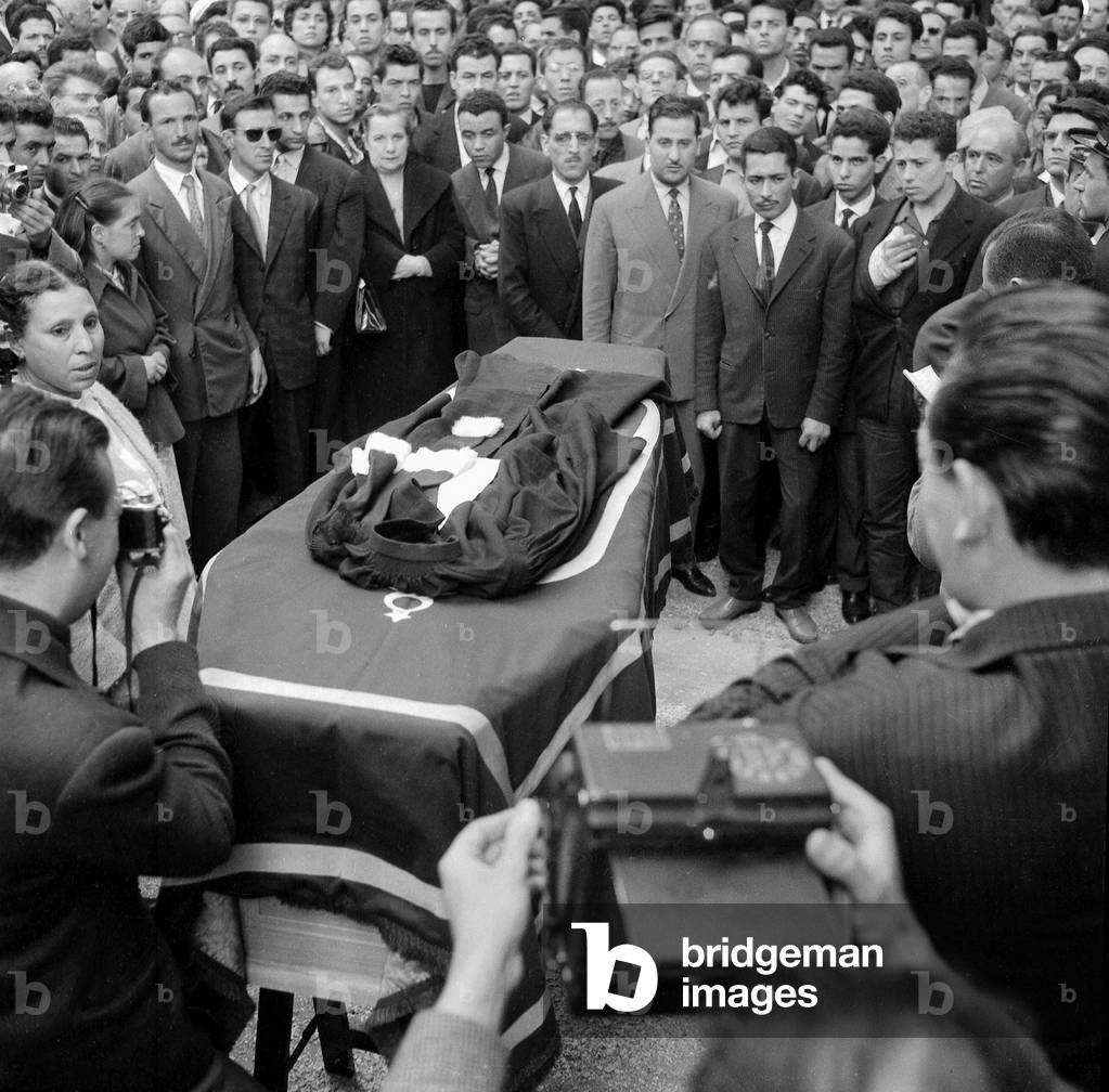 Funeral of Ould Aoudia, Lawyer of The Fln (National Liberation Front), Murdered in Marseille, June 1St, 1959 (b/w photo)
