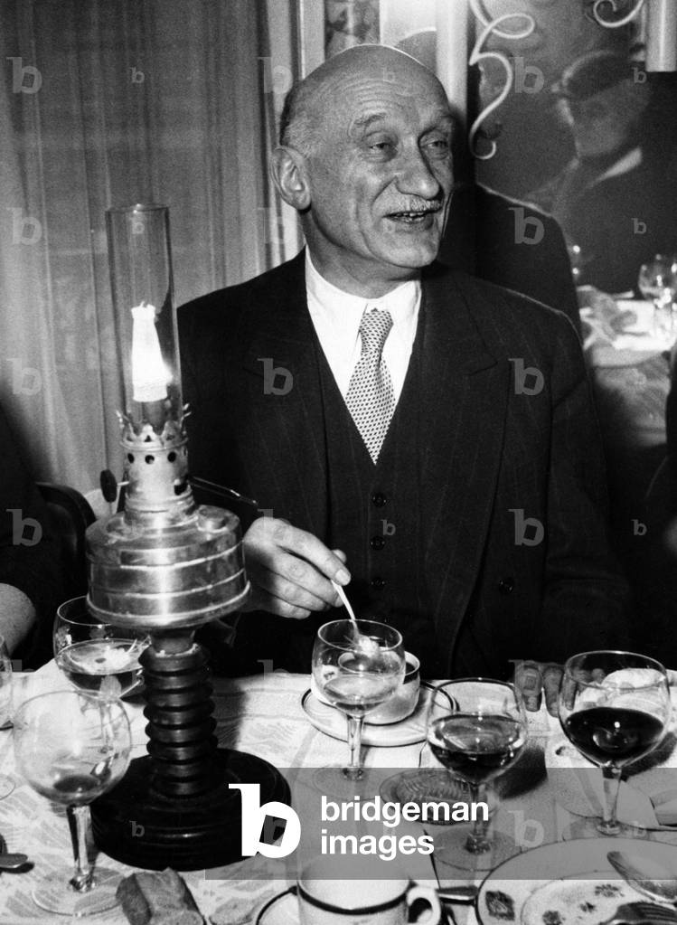 Robert Schuman, at the Lunch Offered By Diplomatic Press, 1949 (b/w photo)