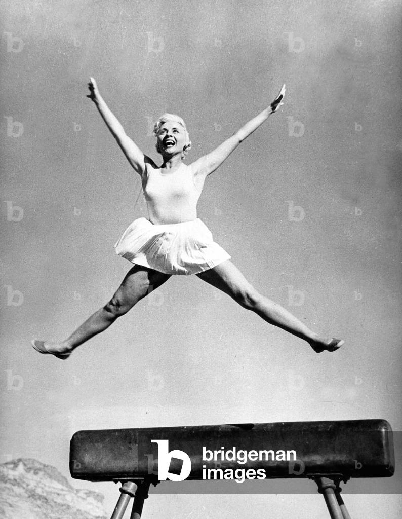 Annie Cordy Making Big Jump on Set of Film 