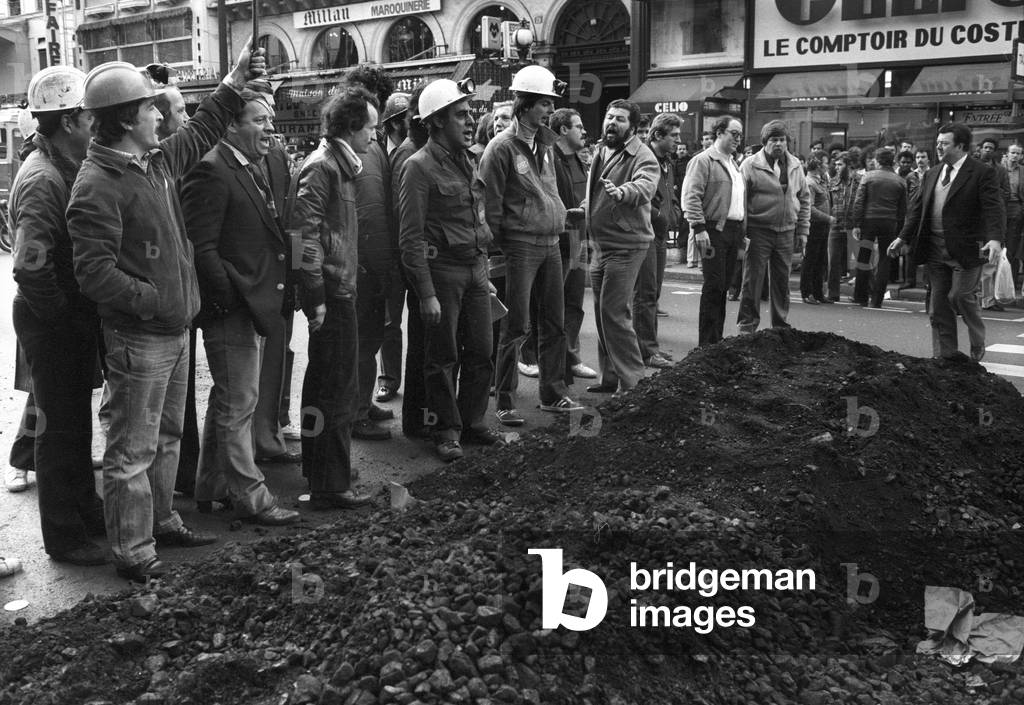 Demonstration of miners in Paris, May 4, 1981 (b/w photo)