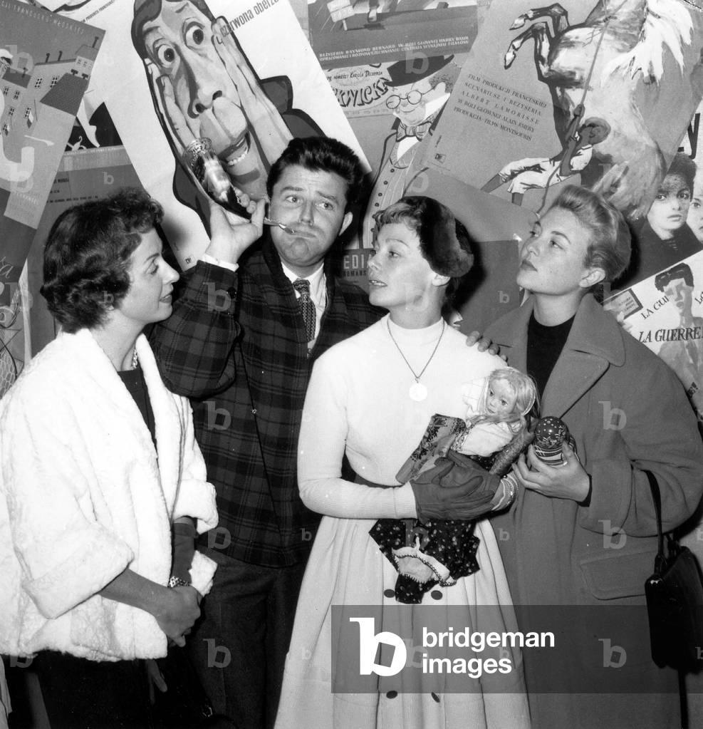 French Actors Danielle Darrieux, Gerard Philipe, Dany Robin and Nicole Courcel Back From Moscow October 31, 1955 (b/w photo)