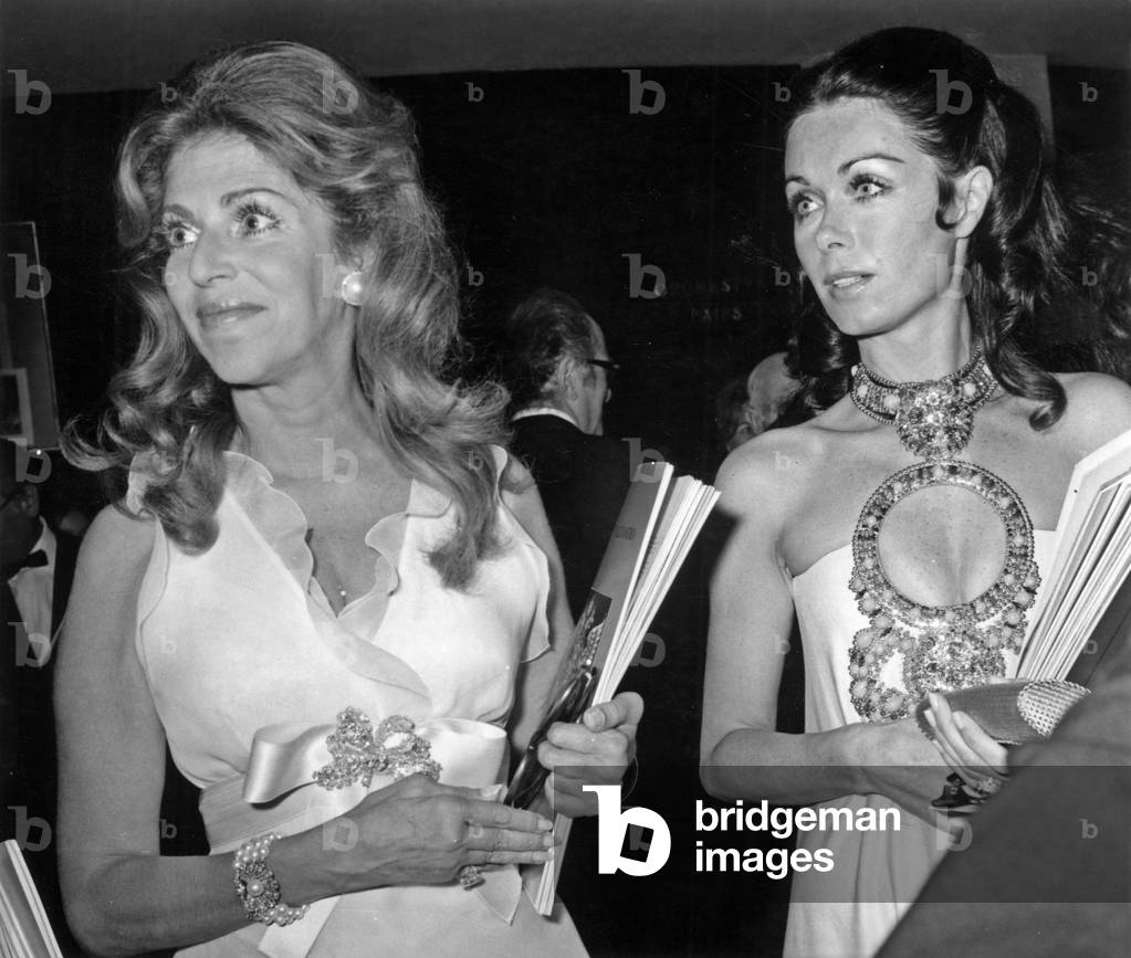 Baroness Marie-Helene De Rothschild and Mrs Bernard Lanvin Selling Programs at Gala of Film 
