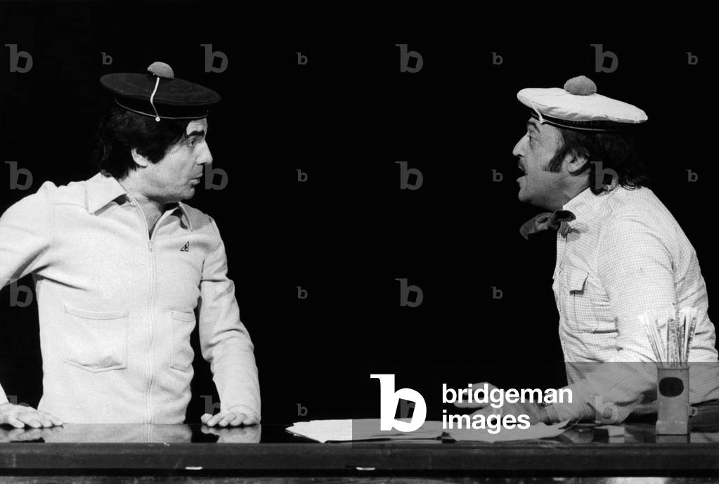 Roger Pierre Et Jean Marc Thibault In The Television Show “Devine Who Est Derriere La Porte” March 3, 1973 (b/w photo)