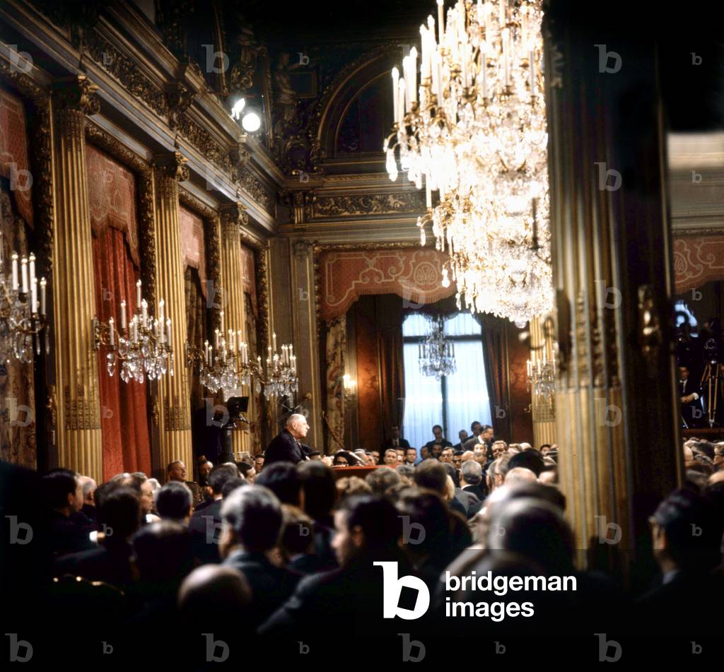 First Press Conference of General Charles De Gaulle After his Reelection As President February 21, 1966 (photo)