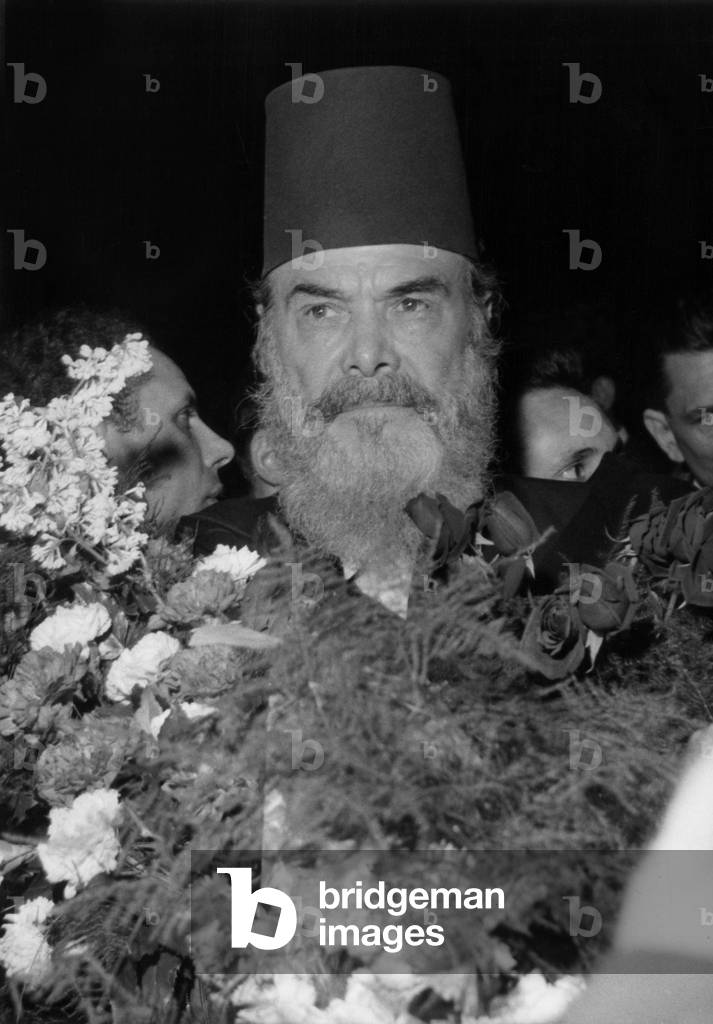 Messali Hadj, The Leader of The Mna (Algerian National Movement) Near Paris, France, January 17, 1959 (b/w photo)
