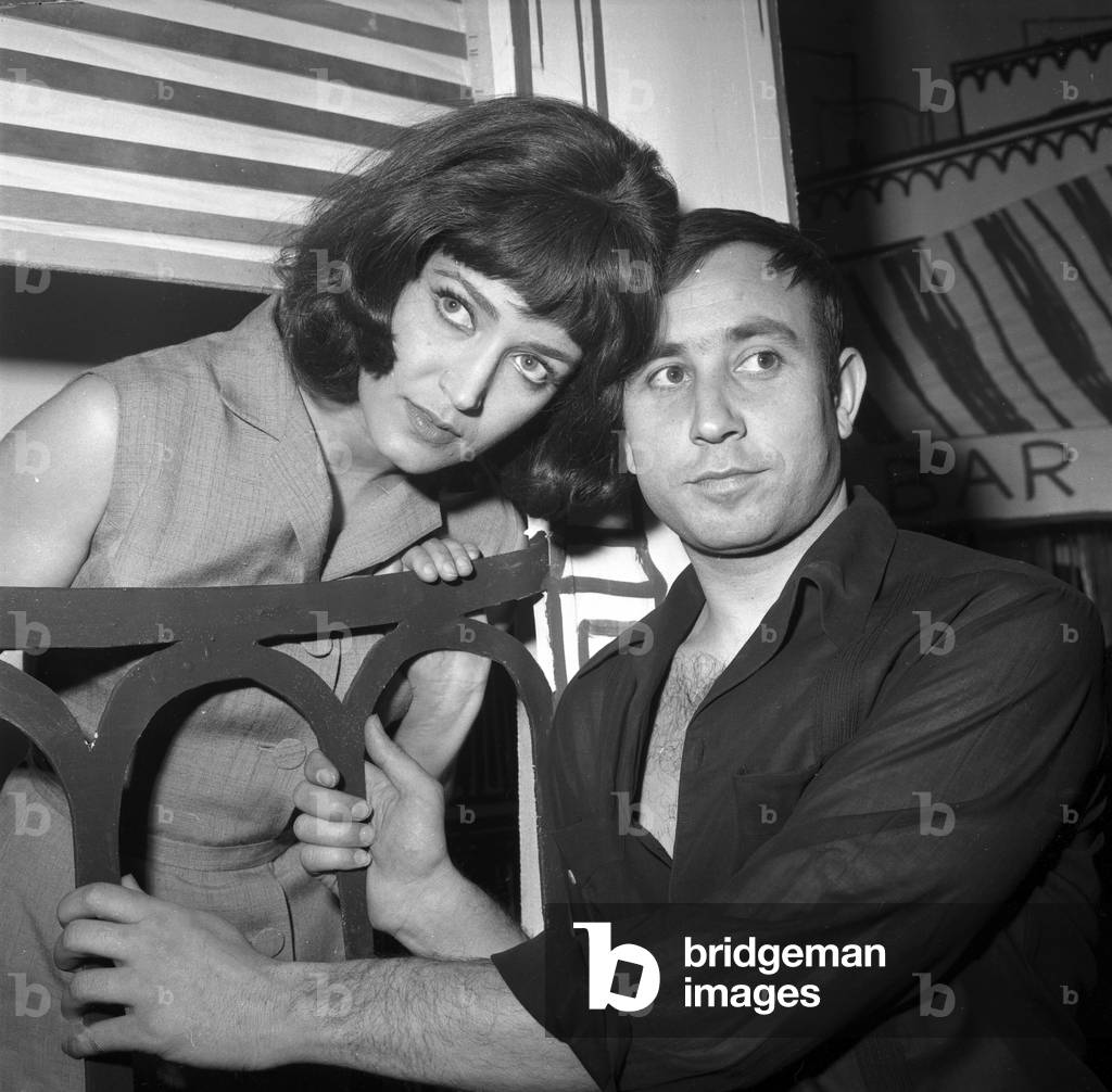 French Comedians Francoise Fabian and Philippe Clair during Rehearsal of Play 