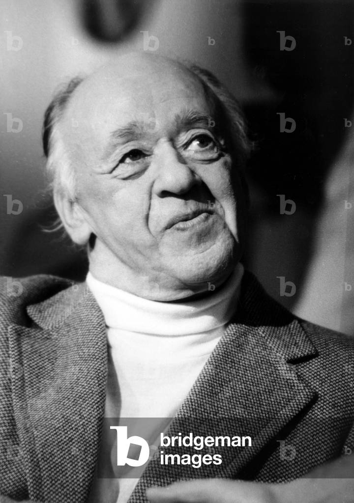 Writer Eugene Ionesco during TV Programme on September 10, 1982 (b/w photo)