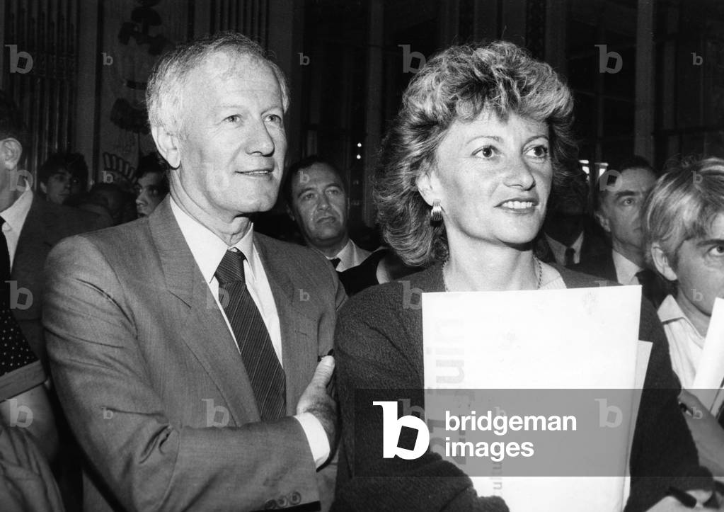 Jacklang Announces Music Festival For June 21 Assistant To This Meeting Jacques Chancel And Eve Ruggieri On June 13, 1983 (b/w photo)