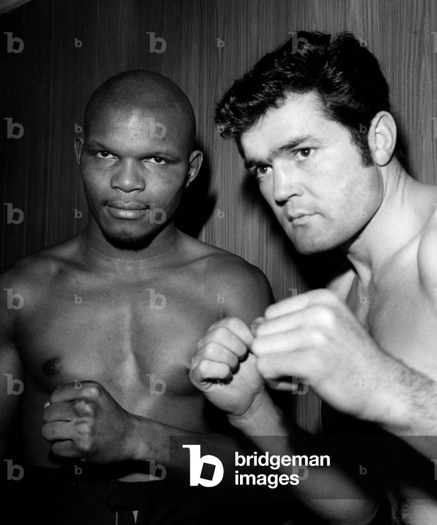 American Boxer Benny Briscoe Left Opposes the Sports Palace from the Porte De Versailles to Yoland Leveque March 25, 1968 (b/w photo)