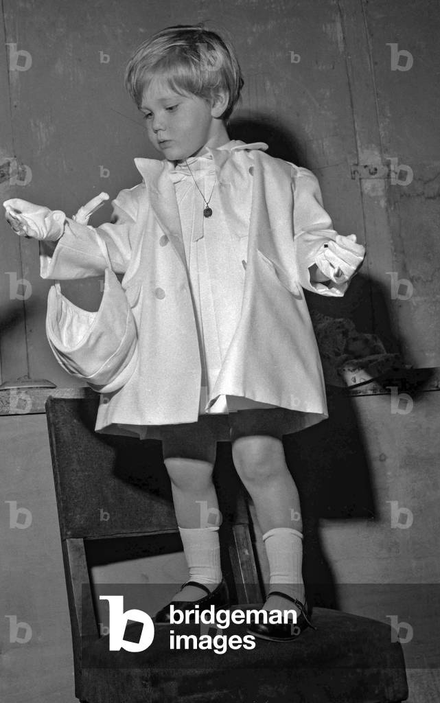 The childhood fair at the Grand Palais in Paris on November 7, 1960 : children fashion show (b/w photo)