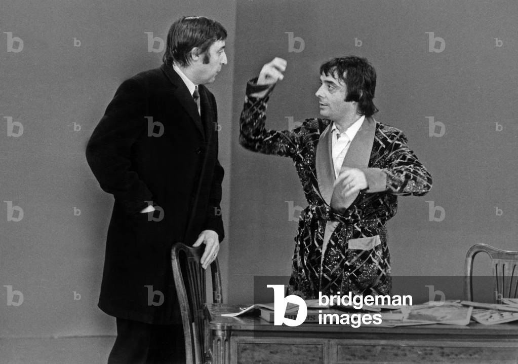 Grosso And Modo During Repetitions For A Sketch In The Television Show “Comix Club” By Jeanchristopheaverty On February 5, 1972 (b/w photo)