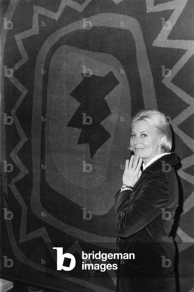 Michele Morgan Presents A Rug From Her Creation, December 16, 1970 (b/w photo)