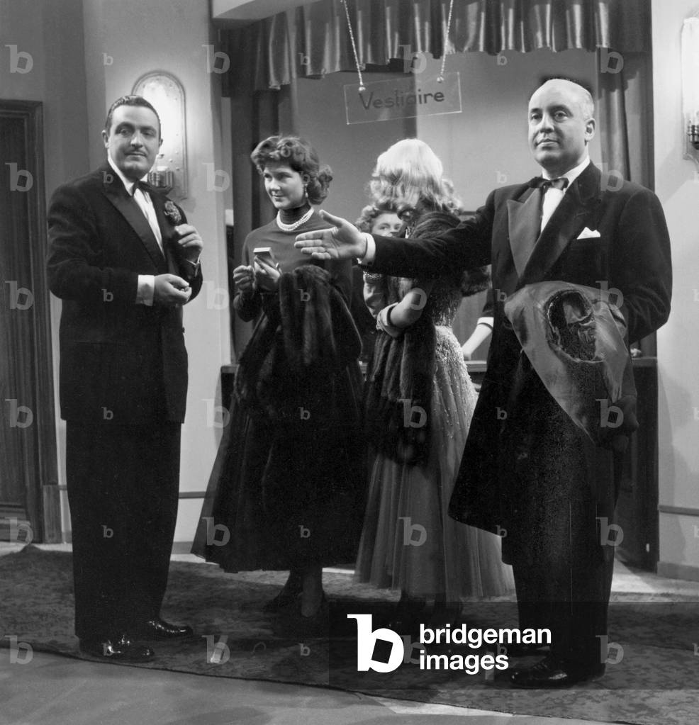 Ray Ventura, Brigitte Auber, Daniele Delorme, Henri Genes sur le plateau du film 