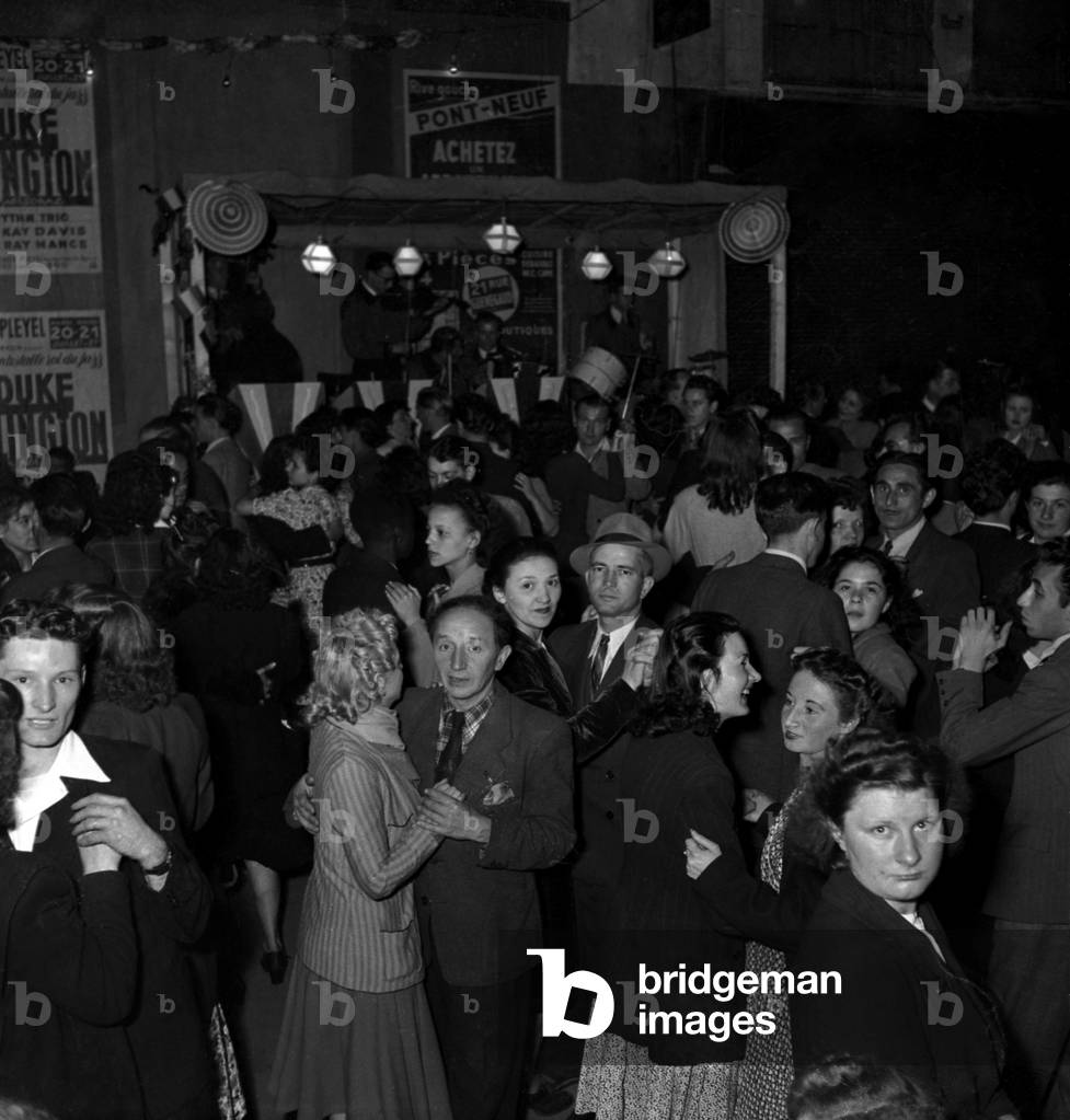 Dance Open To The Public, Paris, July 14, 1948 (Bastilleday) (b/w photo)