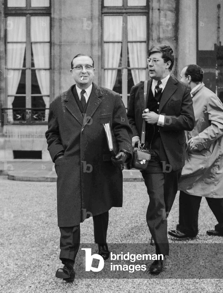 Pierre Chatenet , French Interior minister, November 30, 1960 leaving Elysee Palace after council of ministers, Paris (b/w photo)